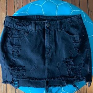 litz black jean skirt with rips